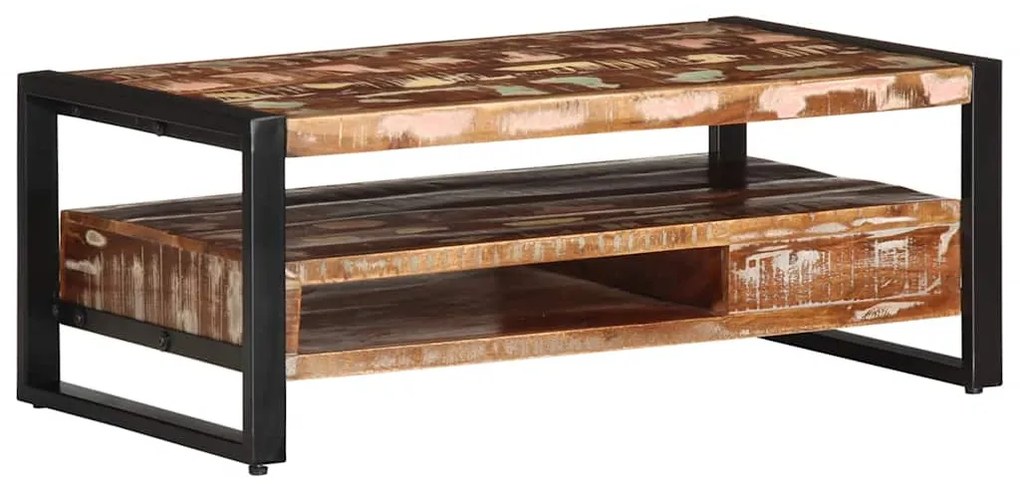 Mesa de centro multicor 90x50x36 cm madeira maciça recuperada