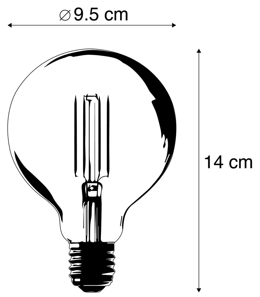 Conjunto de 3 lâmpadas LED inteligentes E27 Dim to Warm G95 Goldline 7W 806lm 1800K - 3000K