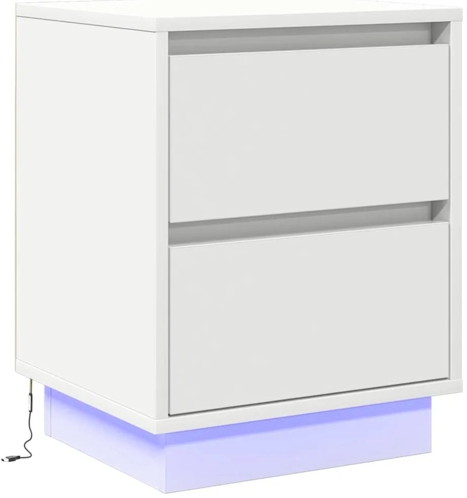 Mesa de Cabeceira com Luzes LED Brancas 39x34,5x50 cm