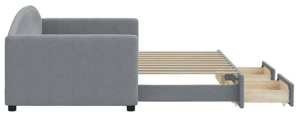 Sofá-cama c/ gavetão e gavetas 90x190 cm tecido cinzento-claro
