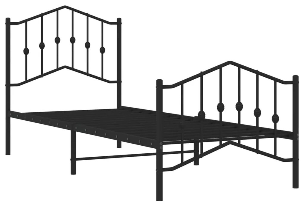 Estrutura de cama com cabeceira e pés 80x200 cm metal preto