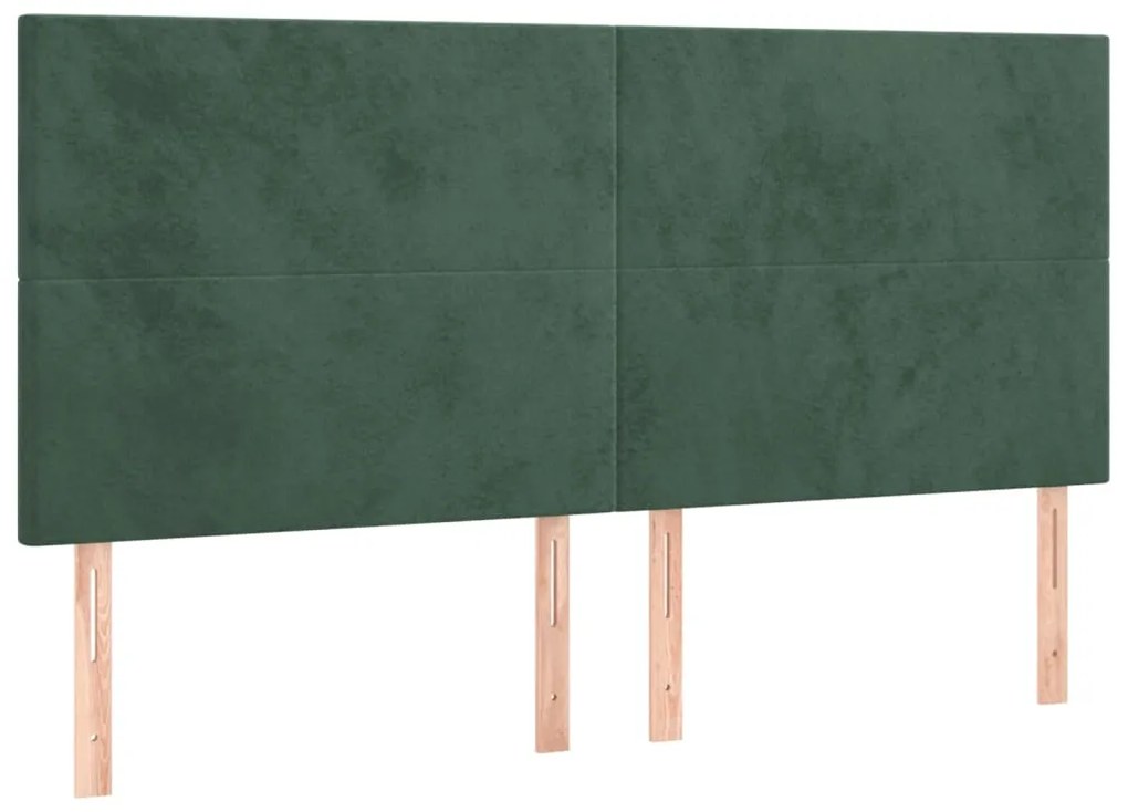 Estrutura de cama sem colchão 160x200 cm veludo verde-escuro