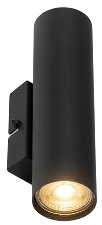 Candeeiro de parede moderno preto 2 luzes - Jeana