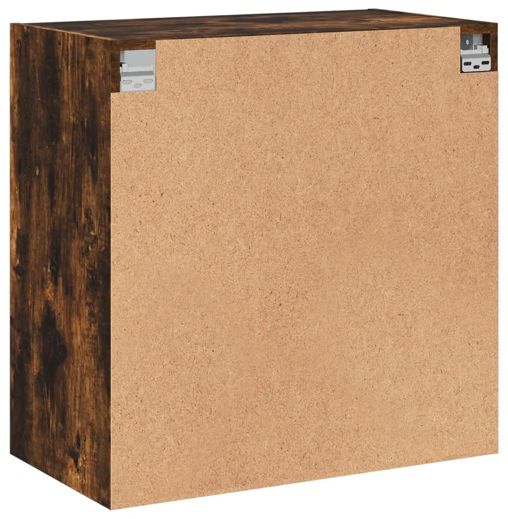 Armário de parede c/ portas vidro 68x37x68,5 cm carvalho fumado