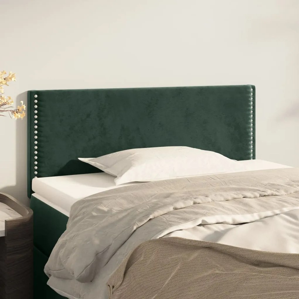 Cabeceira de cama veludo 100x5x78/88 cm verde-escuro