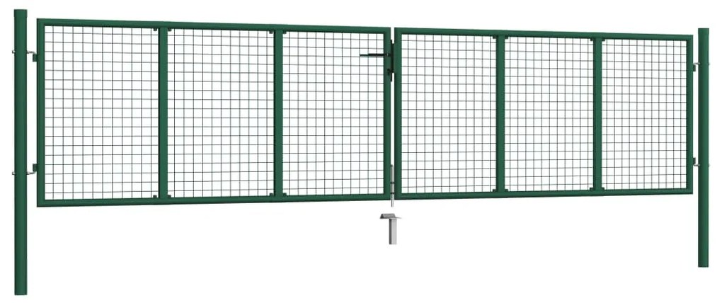 Portão de jardim em rede 390x100 cm aço verde