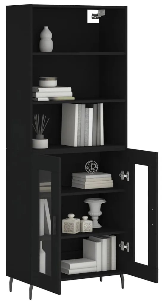 Armário alto 69,5x34x180 cm derivados de madeira preto
