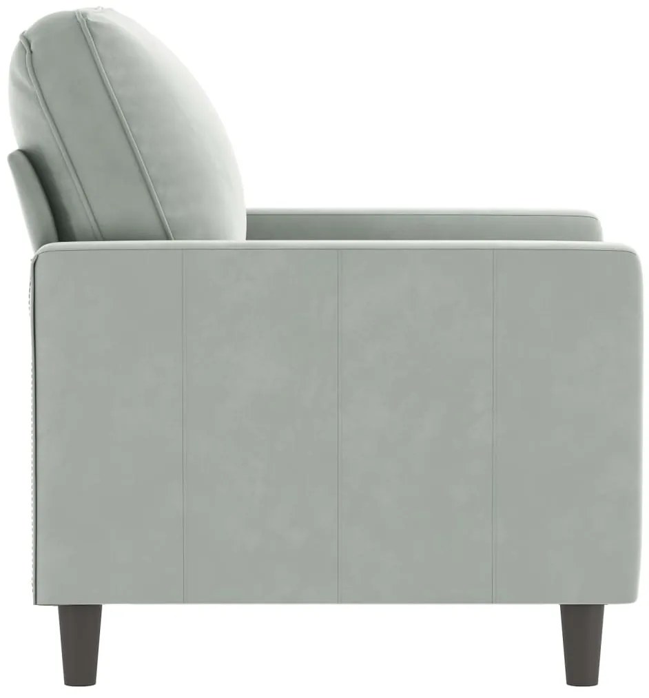 Poltrona 60 cm veludo cinzento-claro