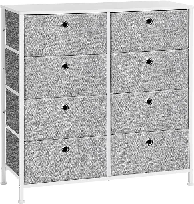 Organizador com 8 gavetas para closet e quarto | SONGMICS | 80 x 30 x 81.5 cm | cinzento claro | LTS24W.