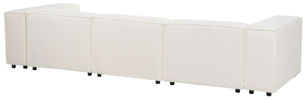 Sofá de canto modular 3 lugares em tecido bouclé branco à esquerda APRICA Beliani
