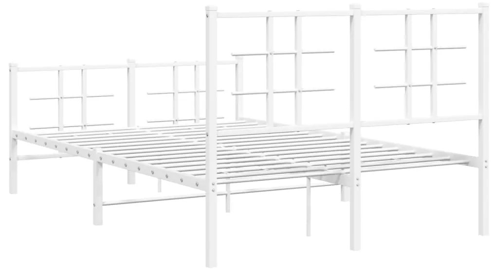 Estrutura de cama com cabeceira e pés 120x200 cm metal branco