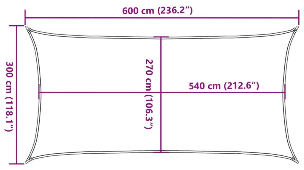 Para-sol estilo vela 160 g/m² 3x6 m PEAD castanho