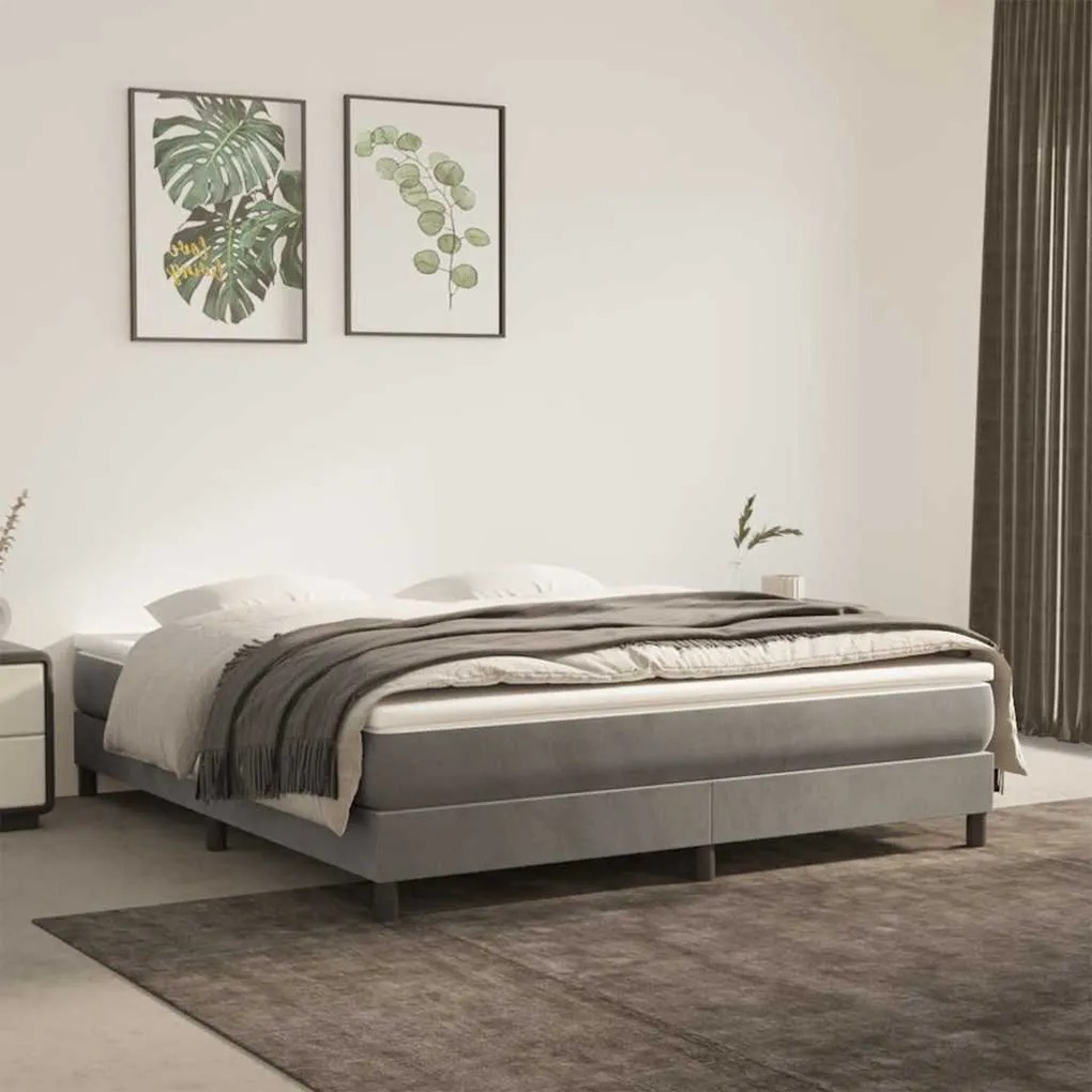 vidaXL Colchão de molas ensacadas 160x210x20 cm veludo cinza-claro