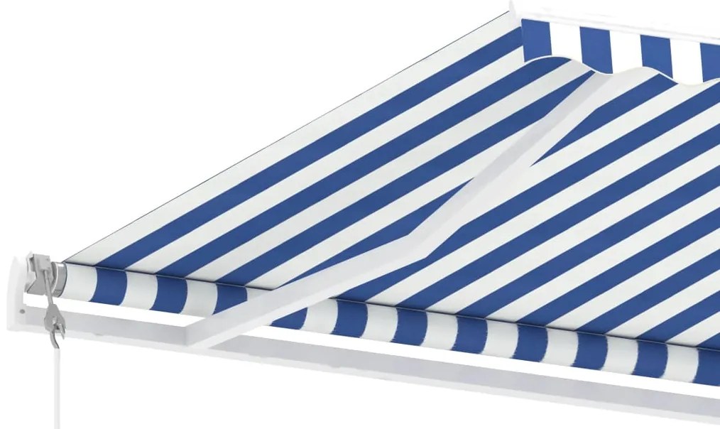 Toldo automático independente 400x350 cm azul e branco