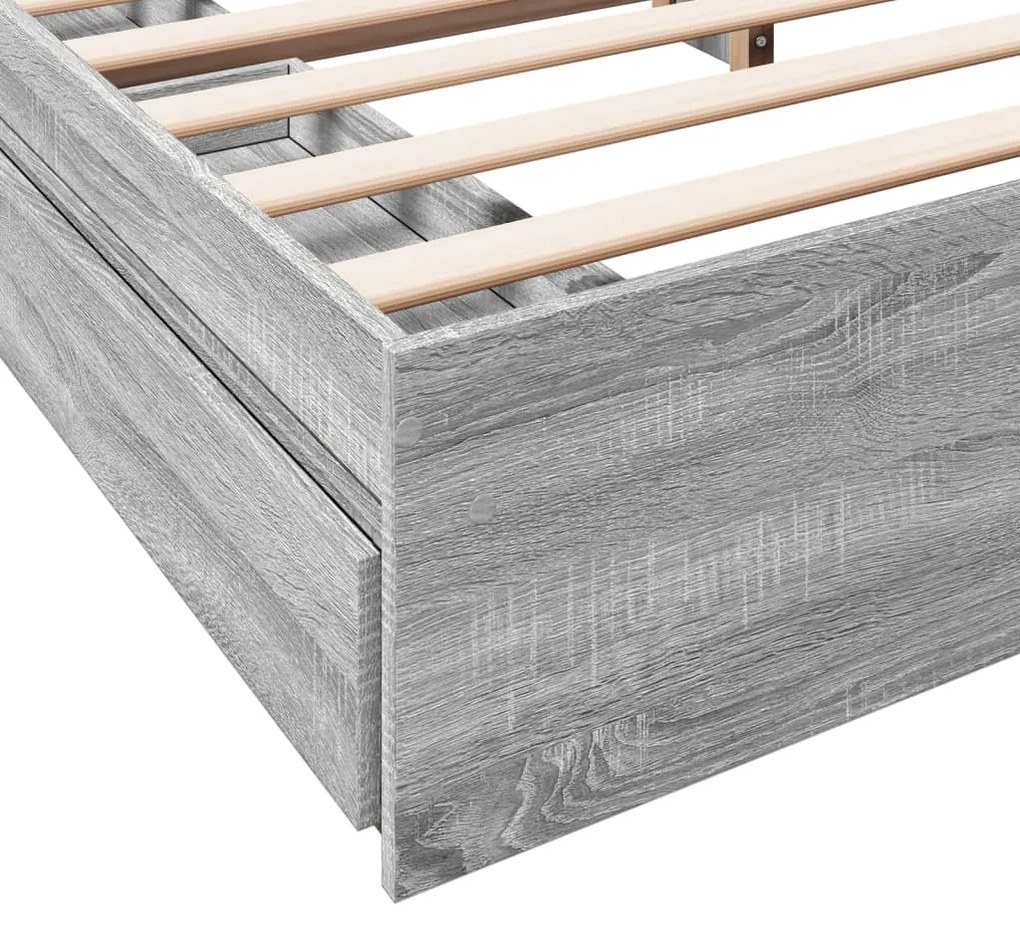 Estrutura de cama c/ gavetas derivados madeira cinza sonoma