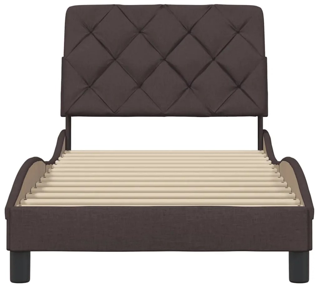 Estrutura de cama sem colchão 90x200 cm tecido castanho-escuro