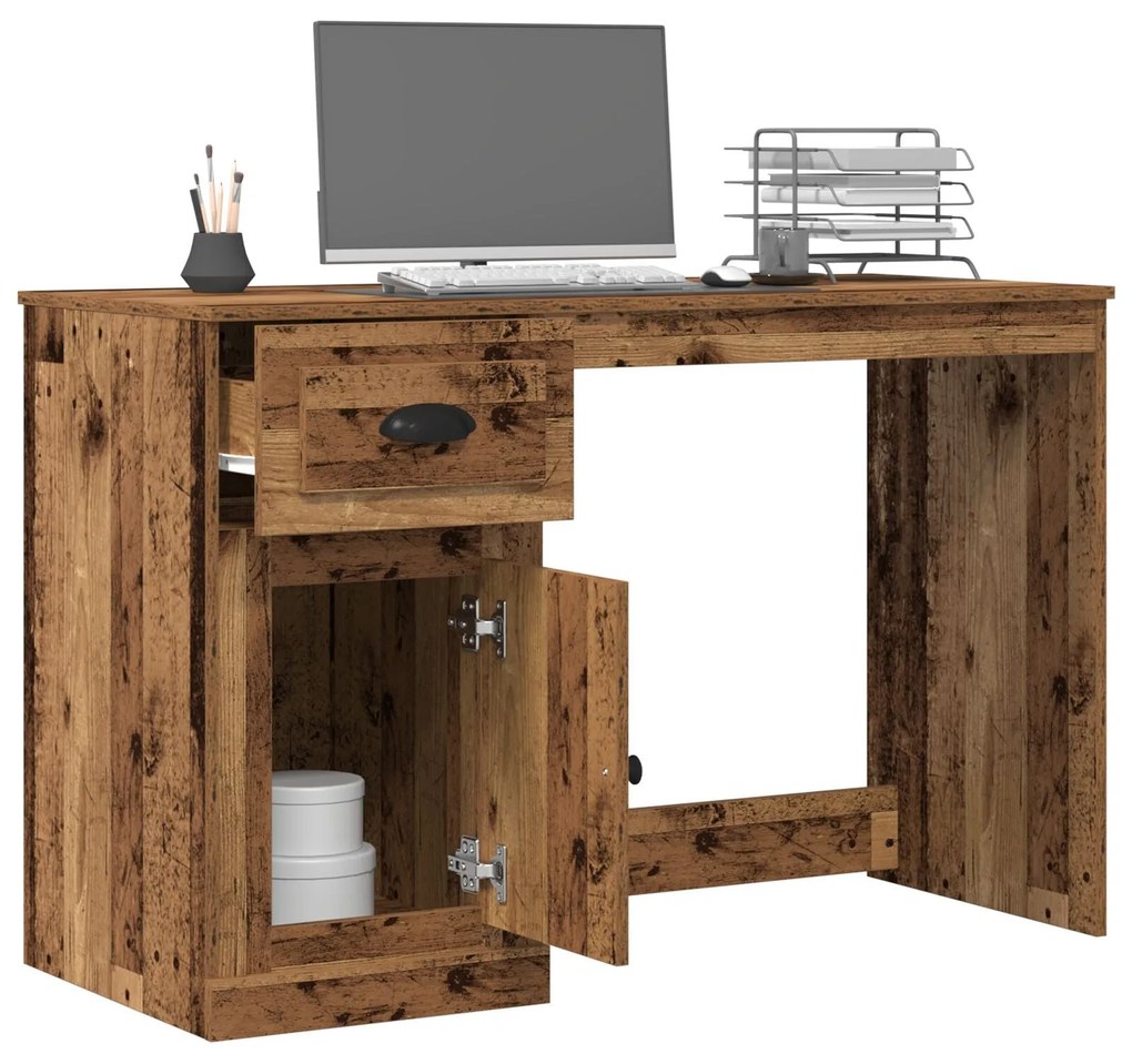 Escrivaninha vidaXL com Armazenamento em Madeira Velha 50x115x75 cm em