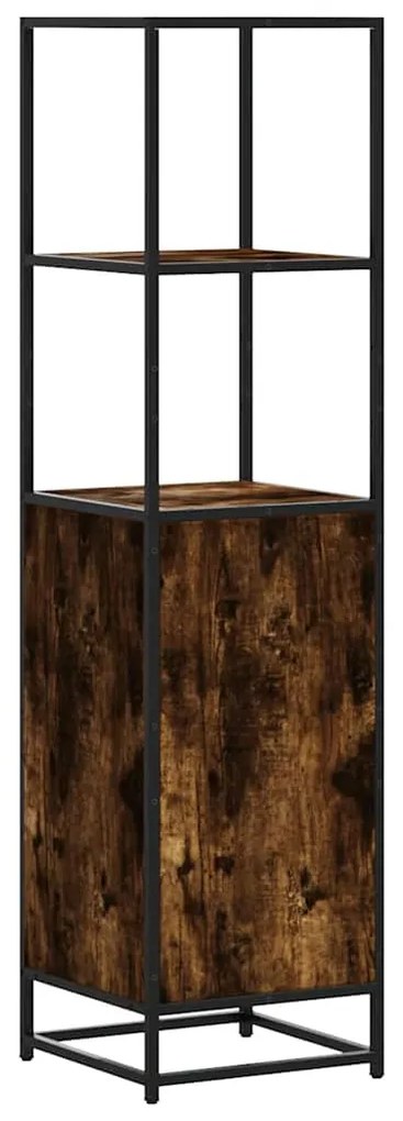Armário alto 35,5x35x139 cm madeira e metal carvalho fumado