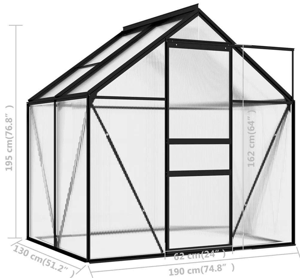Estufa 2,47 m² alumínio antracite