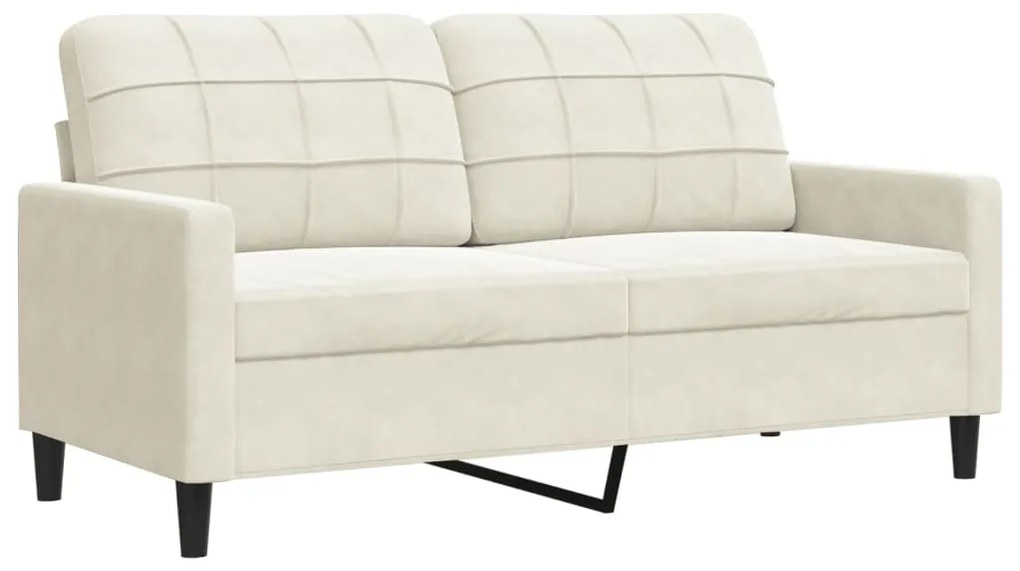 4 pcs conjunto de sofás com almofadões veludo cor creme