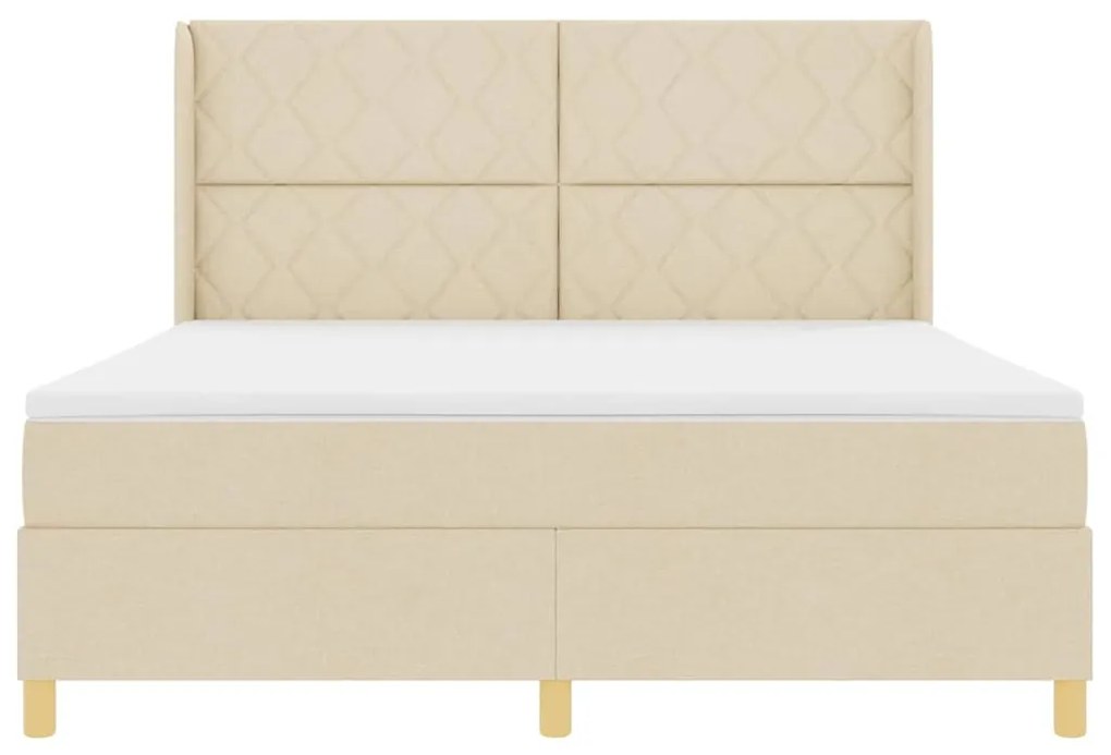Cama com Estrado e Colchão Creme 180x200 cm Tecido