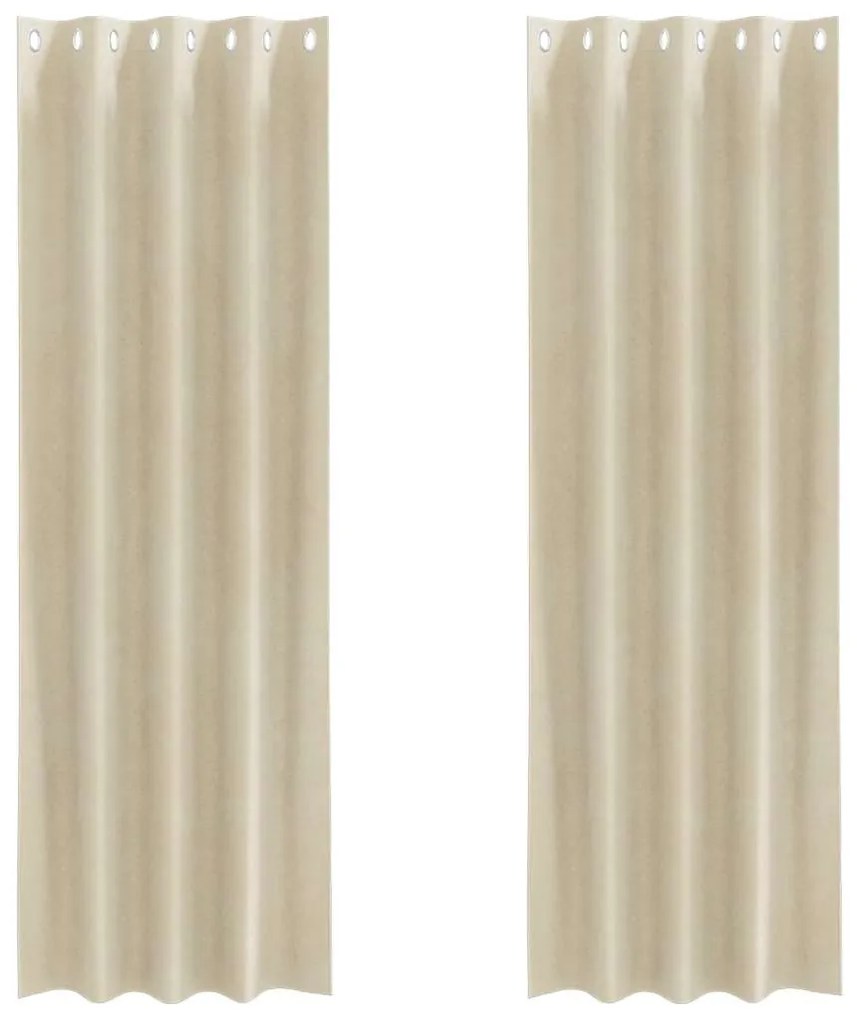 Cortinas Blackout vidaXL com Ilhós 2 pcs Veludo Creme