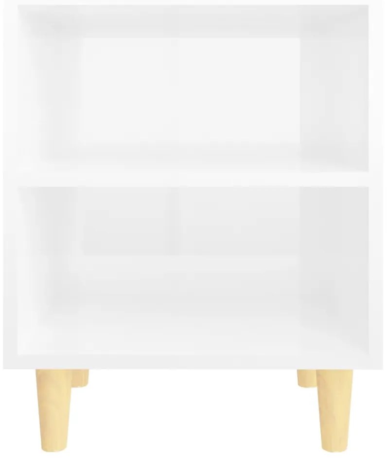 Mesas cabeceira pernas madeira 2pcs 40x30x50cm branco brilhante