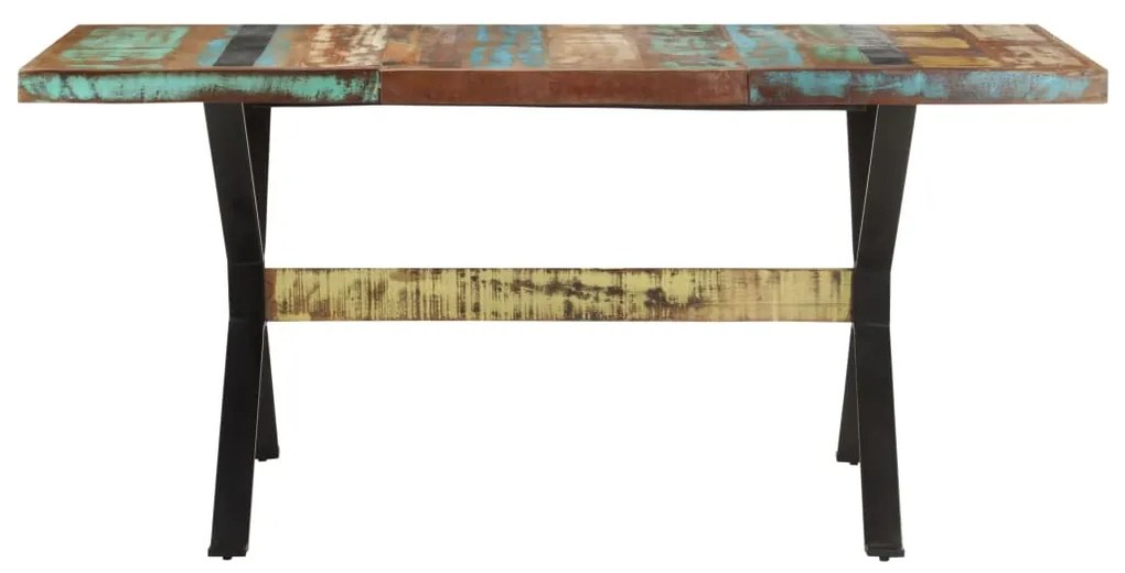 Mesa de jantar 160x80x76 cm madeira recuperada maciça