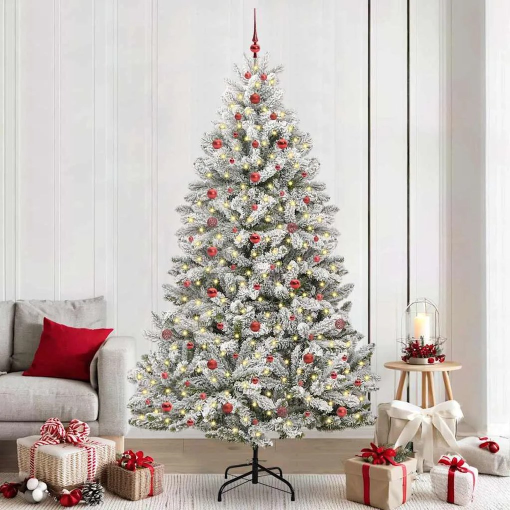 vidaXL Árvore de Natal Artificial Verde e Branco 240 cm PVC e Metal