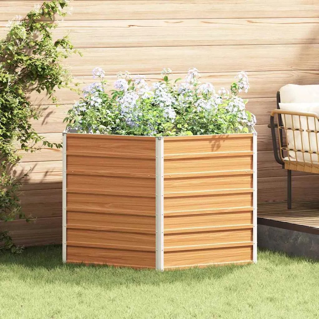 vidaXL Cama de Jardim Elevada Marrom Claro 129 x 129 x 77 cm