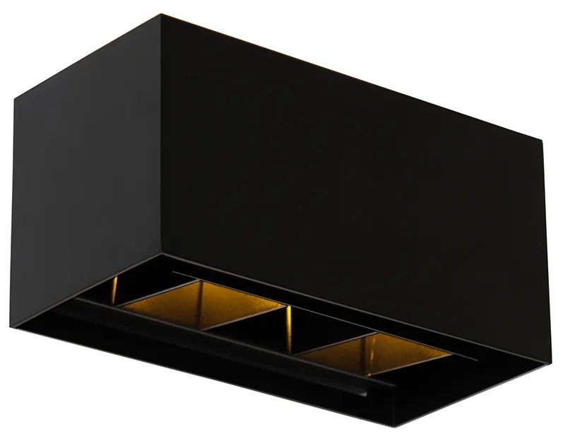 Candeeiro de parede moderno preto retangular 2 luzes - Edwin Moderno