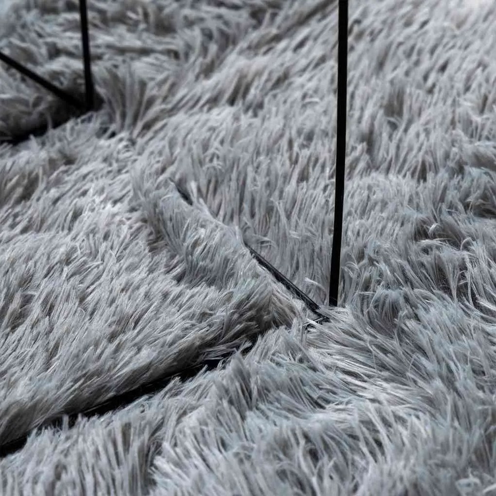 Tapete shaggy de pelo alto NAVARRA 130x200cm cinzento prateado