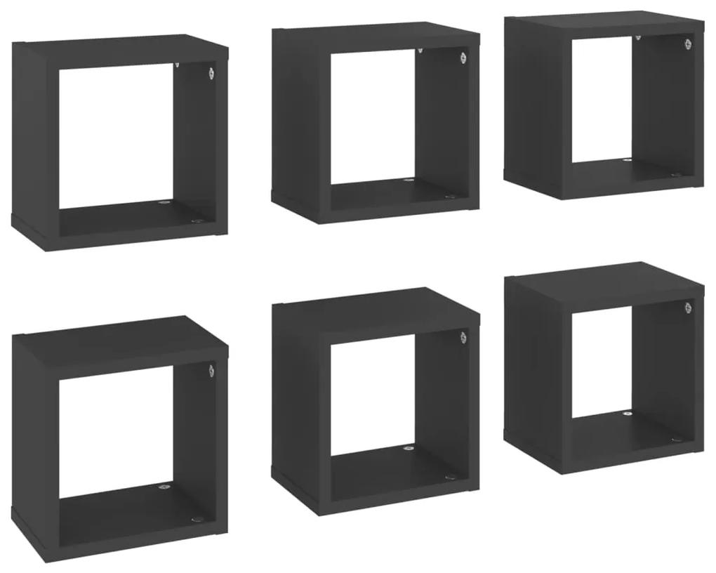 Prateleiras de parede em forma de cubo 6pcs 22x15x22cm cinzento