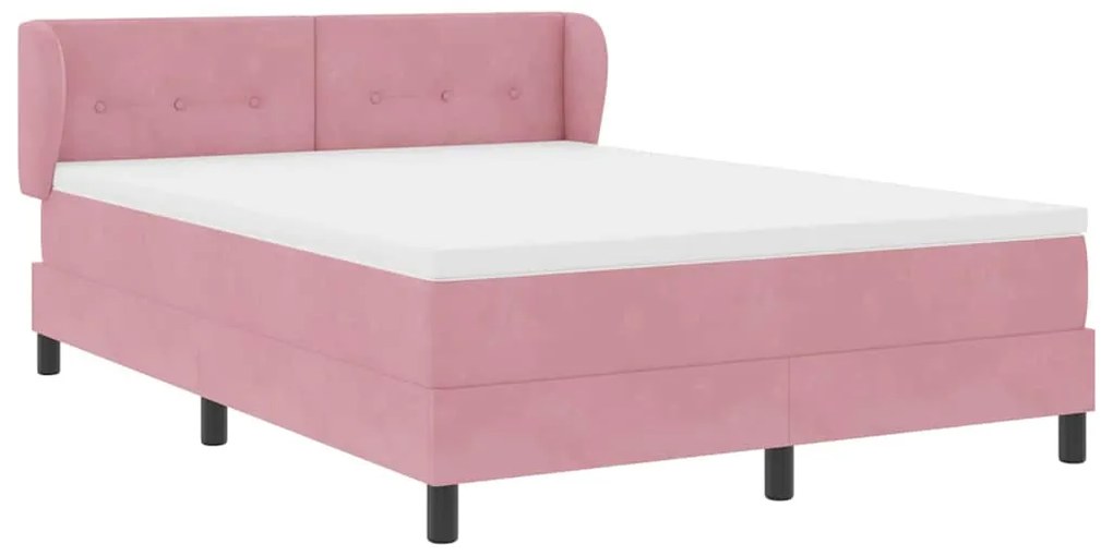 Cama Box com Colchão vidaXL Rosa 160x200 cm Veludo