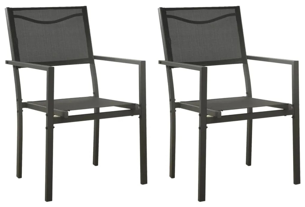 vidaXL Cadeiras de jardim 2 pcs textilene e aço preto/antracite