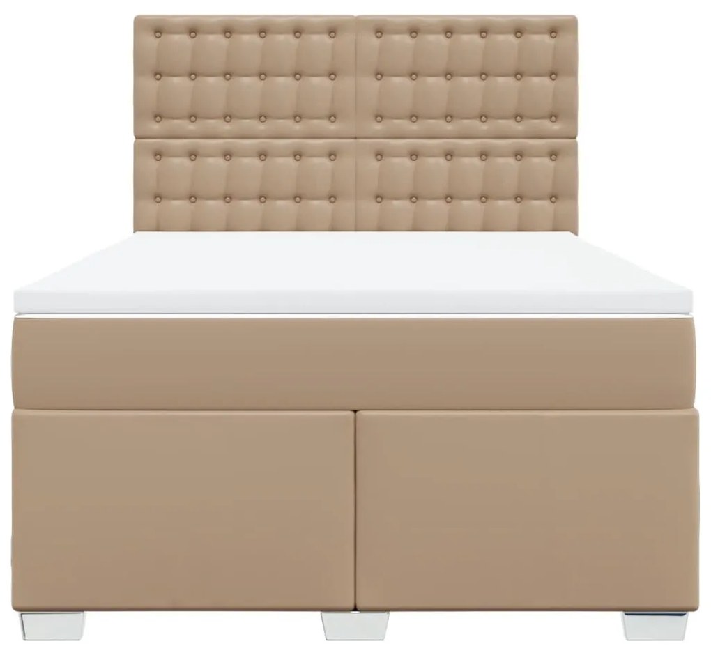 Cama com molas/colchão 140x200 cm couro artificial cappuccino