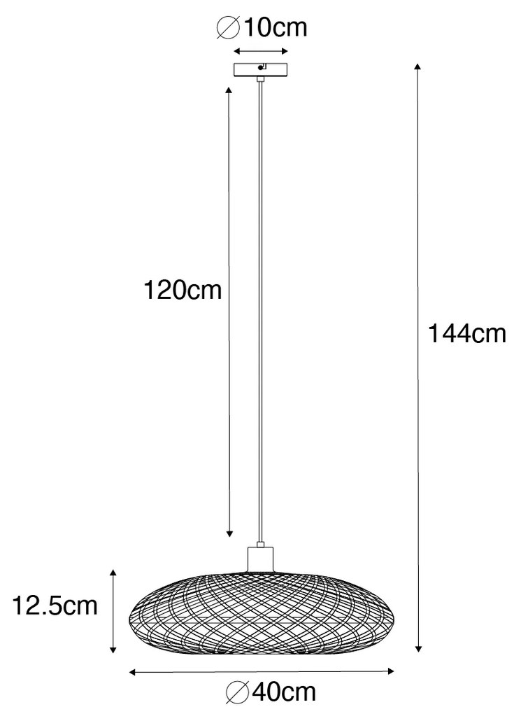 Candeeiro de suspensão oriental bambu preto 40 cm - Ostrava Oriental