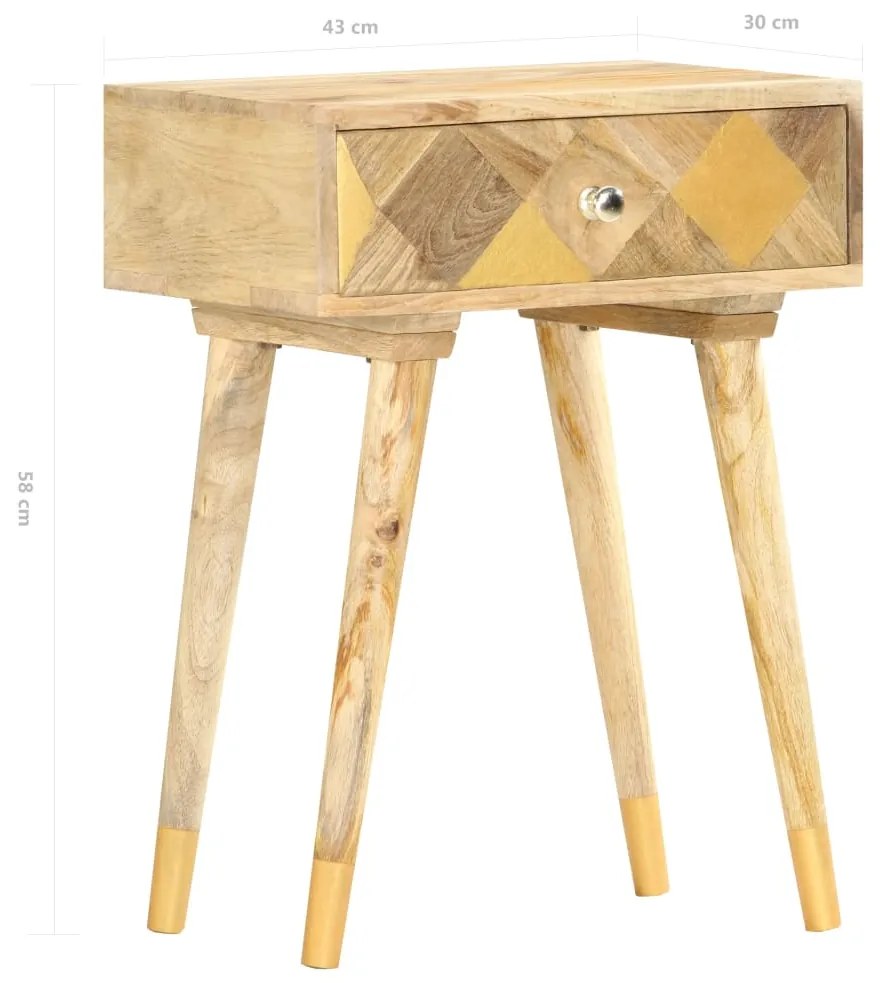 Mesa de cabeceira 43x30x58 cm madeira de mangueira maciça