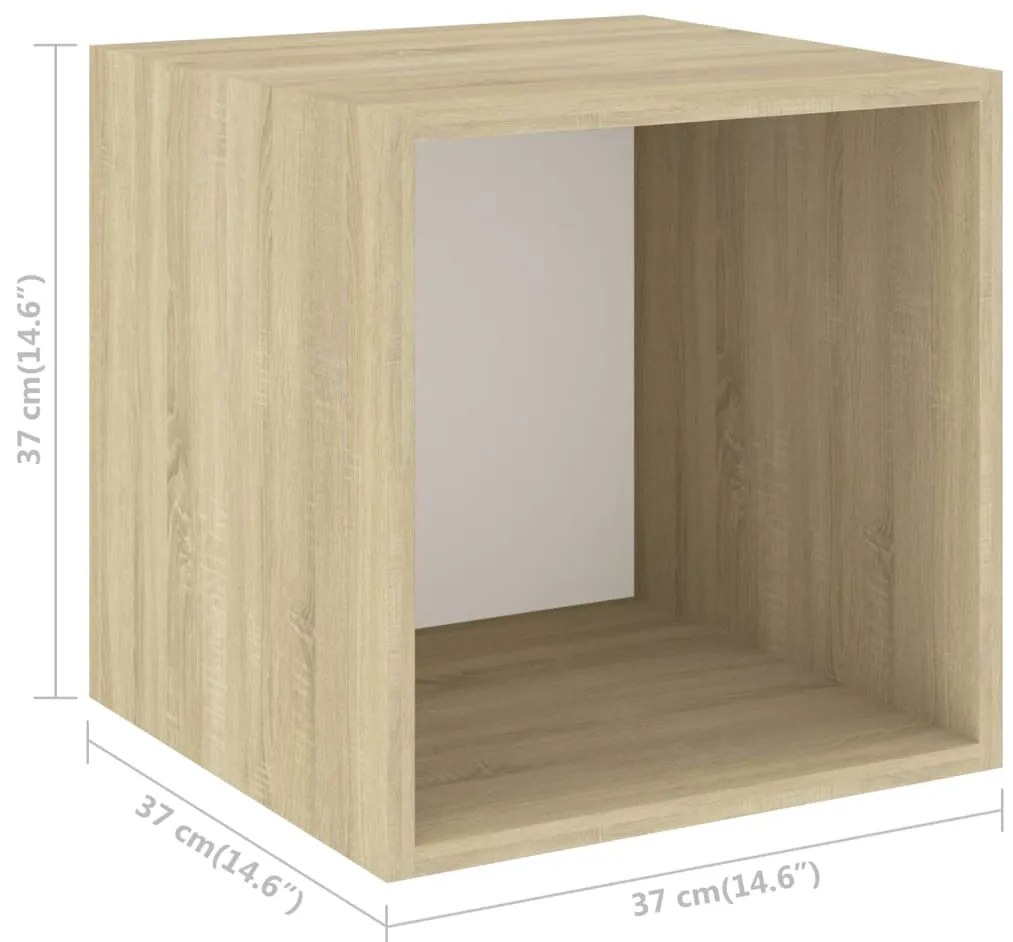 Armários parede 4pcs derivados madeira branco e carvalho sonoma