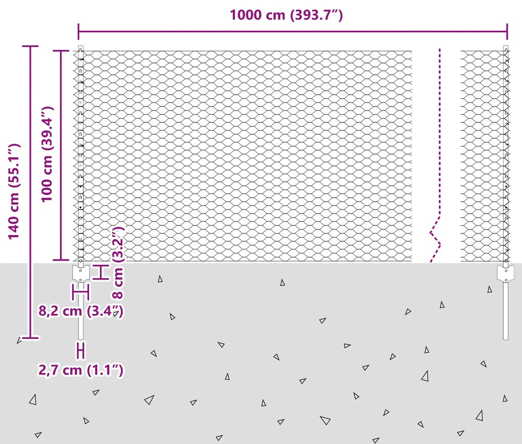 Postes de Cerca vidaXL 10 pcs U-Channel 100 cm Aço Galvanizado, Cerca