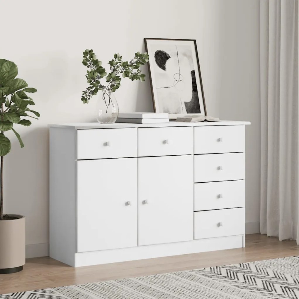 vidaXL Aparador ALTA 112x35x73 cm madeira de pinho maciça branco