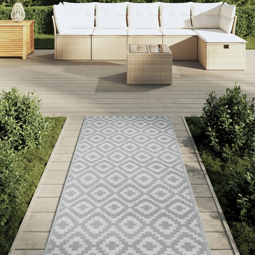 Tapete de exterior 80x250 cm ARAKIL PP cinzento