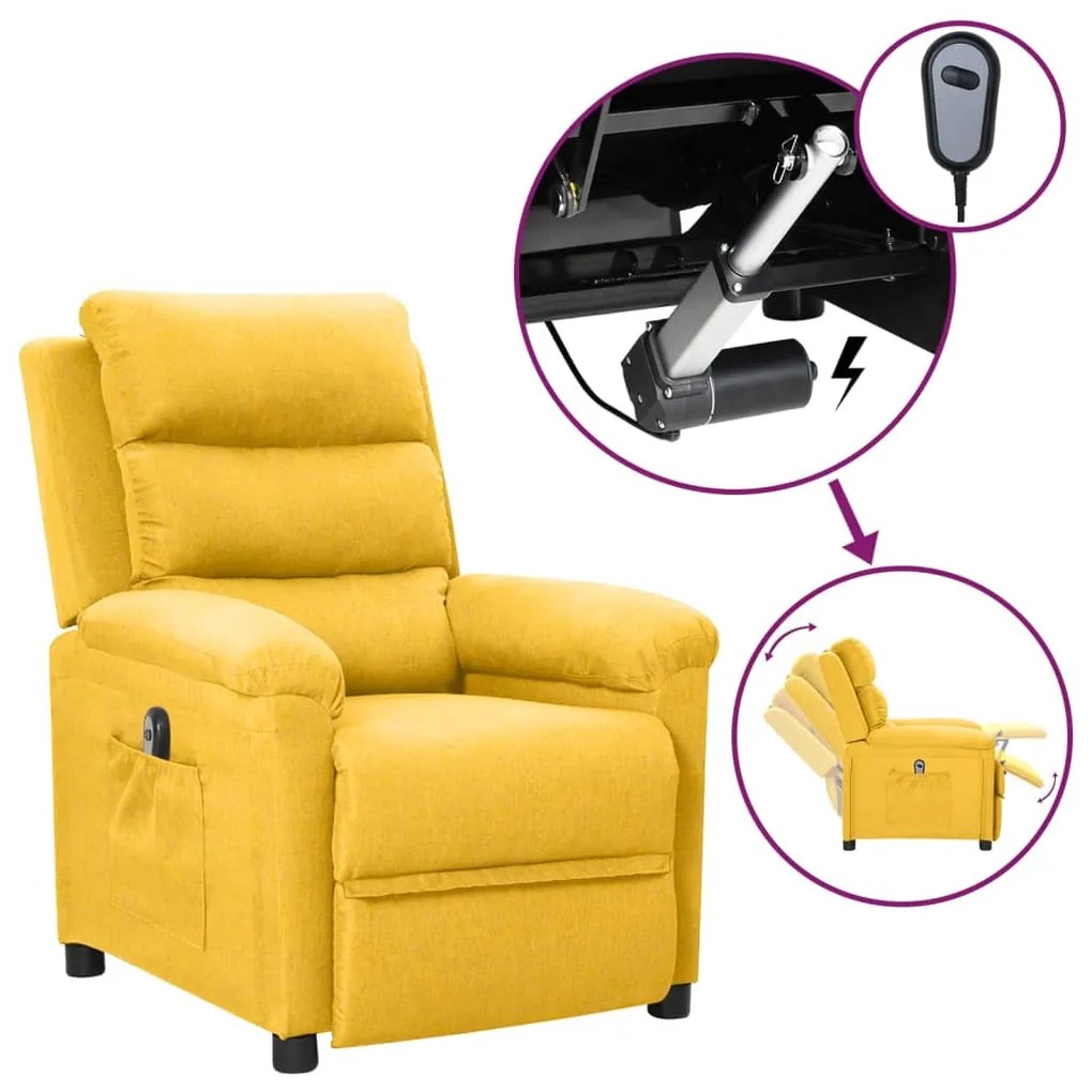 vidaXL Poltrona reclinável elétrica tecido amarelo