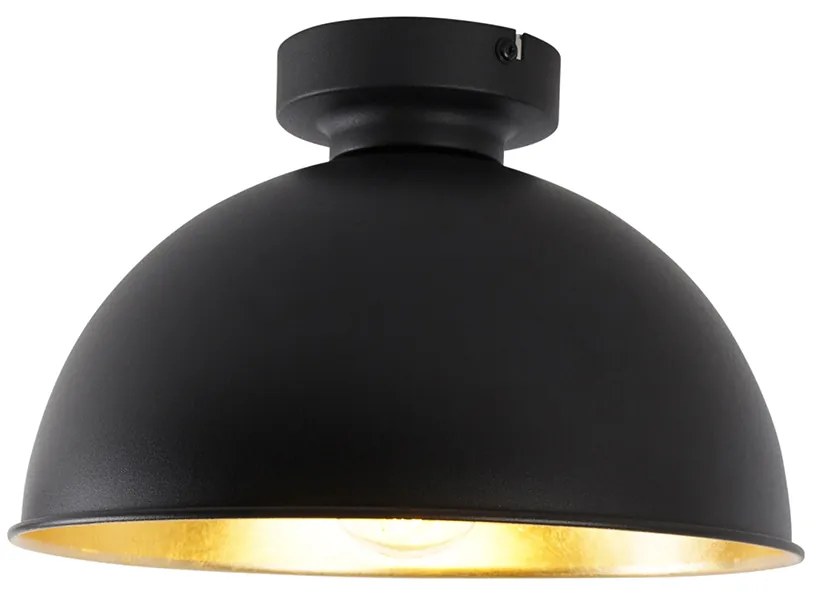 LED Candeeiro de teto inteligente preto com dourado 28 cm incl. Wifi A60 - Magnax Industrial