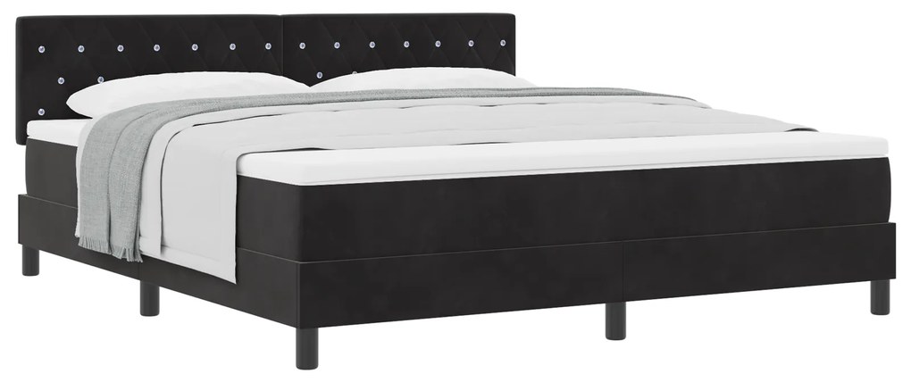 Cama Box Spring com Colchão vidaXL Preto Super King Veludo