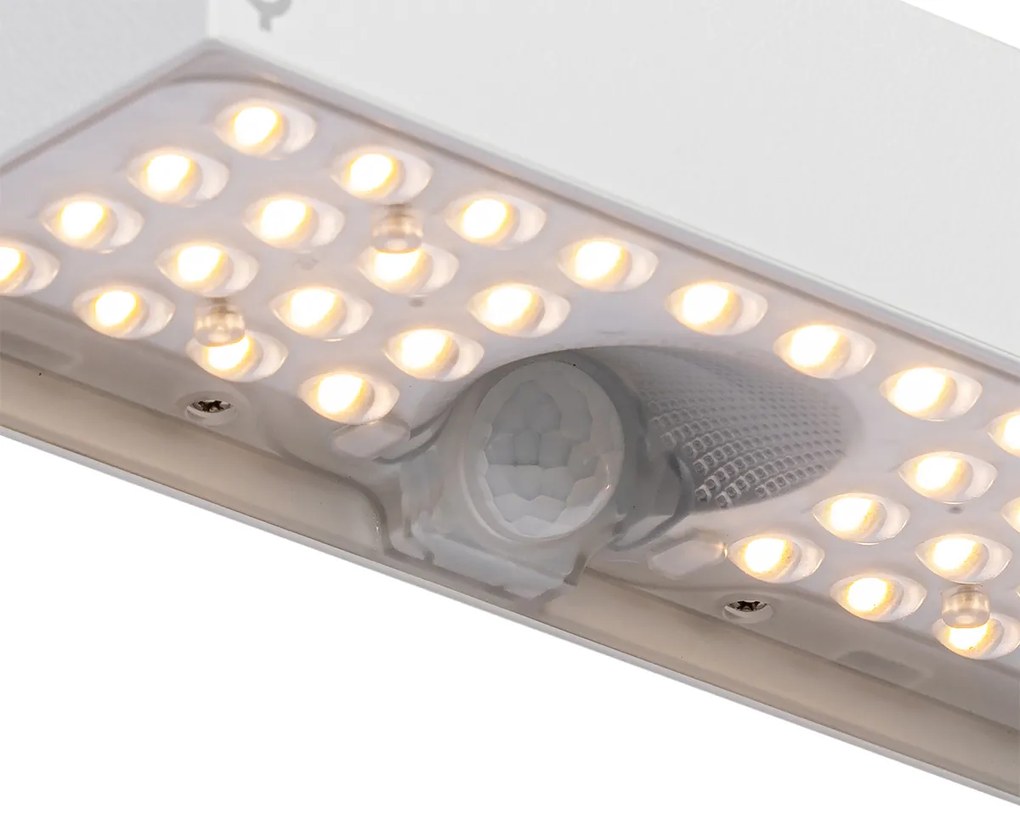LED Candeeiro de parede exterior branco com luz regulável e sensor solar - Kayo Moderno
