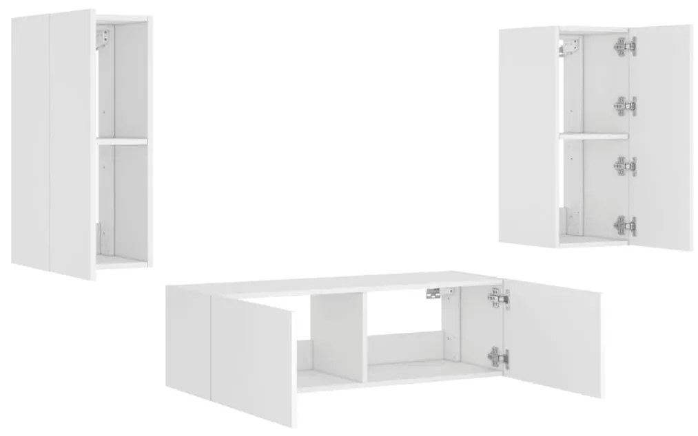 3 pcs móveis de parede para TV com luzes LED branco