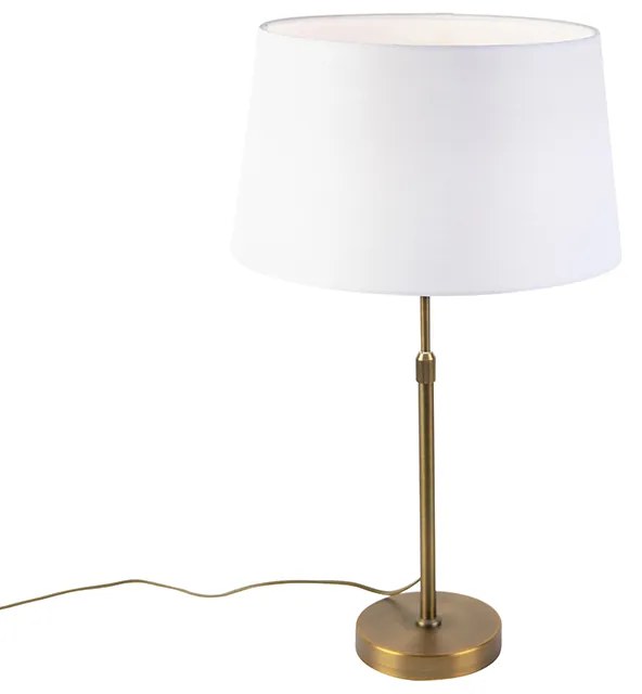Candeeiro de mesa em bronze com abajur de linho branco 35 cm - Parte Clássico / Antigo