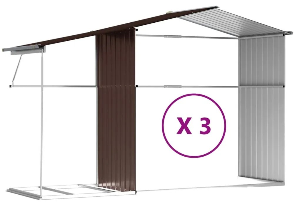 Abrigo de jardim 277x365,5x179 cm aço galvanizado castanho