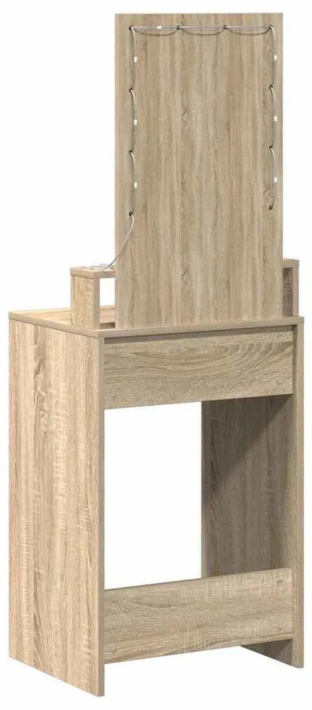 Mesa de Maquiagem com Luzes LED - Carvalho Sonoma - 50x41x140 cm